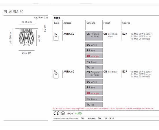 Подвесной светильник Axo Light Aura PL AURA 60, фото 2