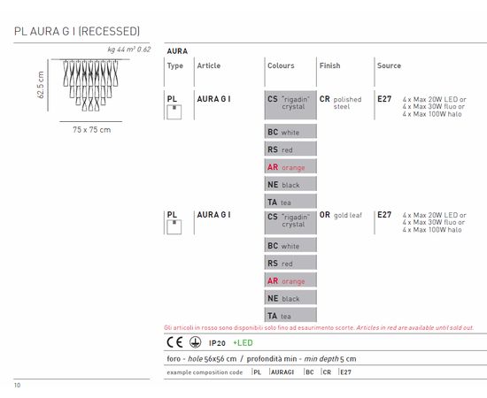 Потолочный светильник Axo Light Aura PL AURA GR I (RECESSED), фото 4