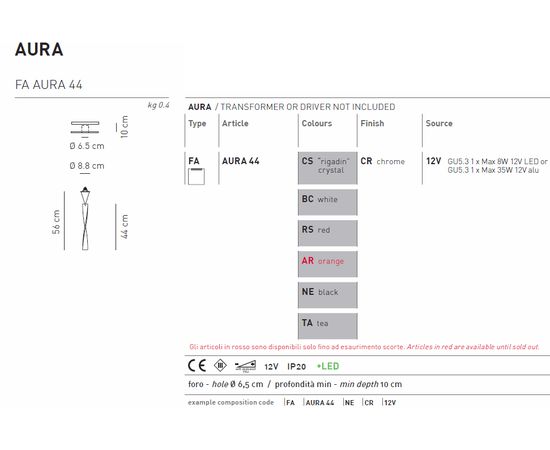 Встраиваемый в потолок светильник Axo Light  Aura FA AURA 44, фото 3