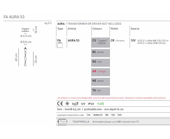Встраиваемый в потолок светильник Axo Light  Aura FA AURA 53, фото 3