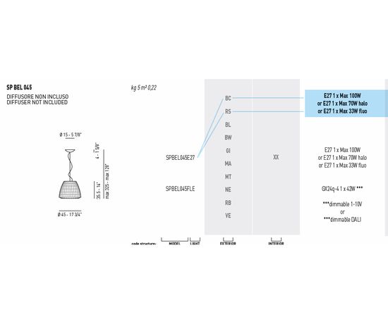 Подвесной светильник Axo Light (Lightecture) Bell SPBEL045E27, фото 5