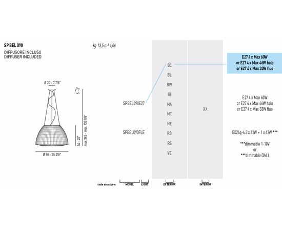 Подвесной светильник Axo Light (Lightecture) Bell SPBEL090FLE, фото 4
