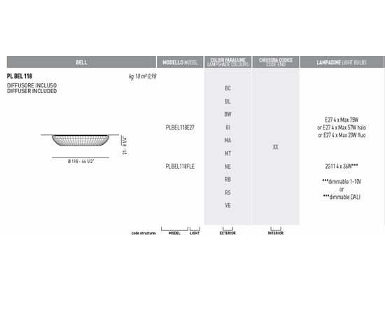 Потолочный светильник Axo Light (Lightecture) Bell PLBEL118FLE, фото 3