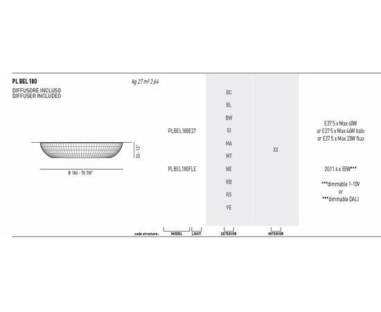 Потолочный светильник Axo Light (Lightecture) Bell PLBEL180E27, фото 4