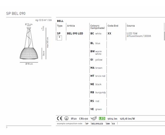 Подвесной светильник Axo Light (Lightecture) Bell SPBEL090LED, фото 5