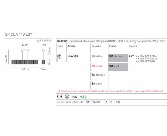 Подвесной светильник Axo Light Clavius SPCLA140E27, фото 3