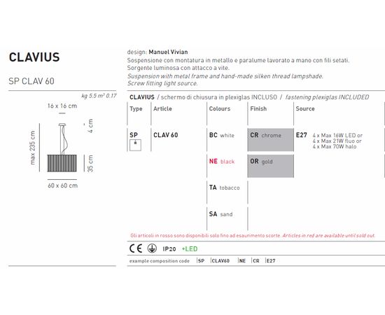 Подвесной светильник Axo Light Clavius SP CLAV 60, фото 2