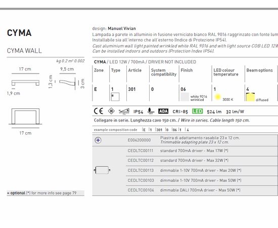 Настенный светильник Axo Light (Mind-Led) CYMA wall, фото 4