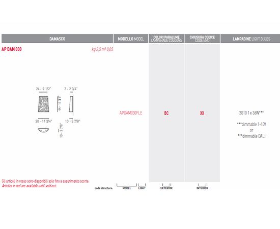 Настенный светильник Axo Light (Lightecture) Damasco APDAM030FLE, фото 3