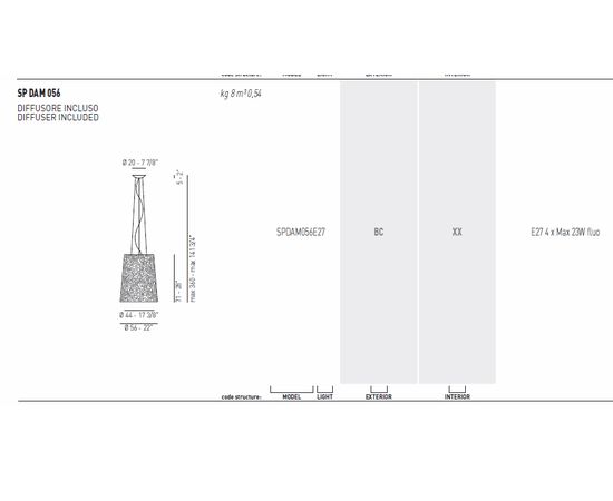 Подвесной светильник Axo Light (Lightecture) Damasco SPDAM056E27, фото 2