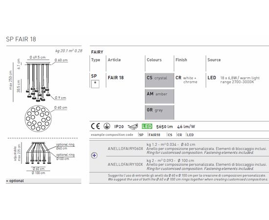 Подвесной светильник Axo Light FAIRY SPFAIR18, фото 4