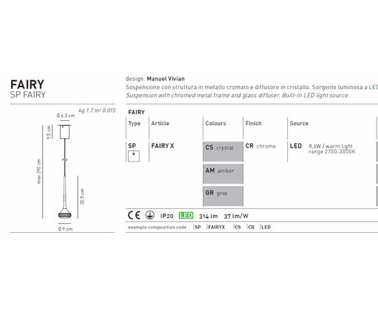 Подвесной светильник Axo Light FAIRY SPFAIRYX, фото 3
