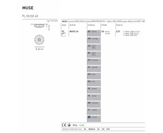 Потолочный светильник Axo Light MUSE PLMUSE40, фото 3