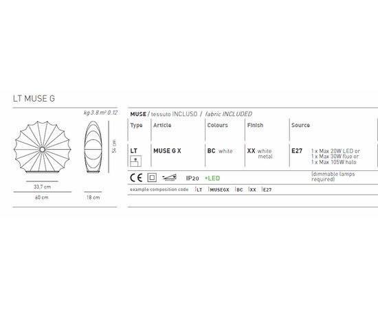 Настольная лампа Axo Light Muse LT MUSE GX, фото 3
