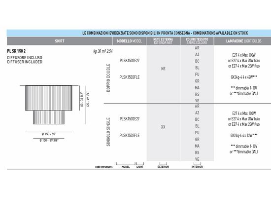 Потолочный светильник Axo Light (Lightecture) Skirt PL SK 150-2, фото 2