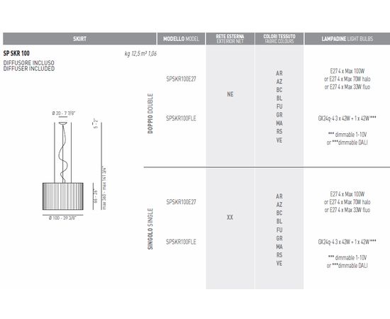 Подвесной светильник Axo Light (Lightecture) Skirt SP SKR 100, фото 3