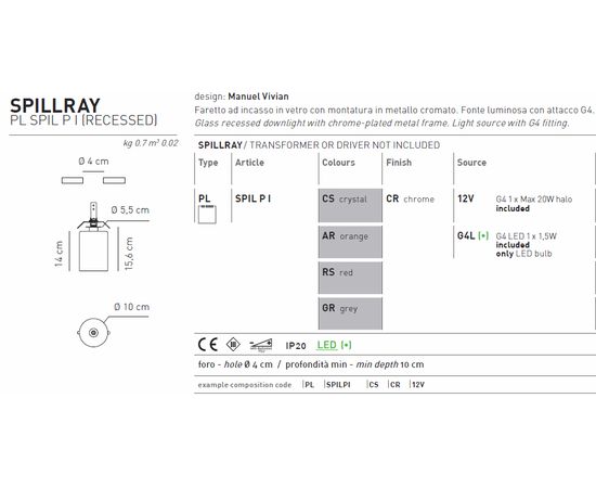 Потолочный светильник Axo Light SPILLRAY PL SPIL P I recessed, фото 4