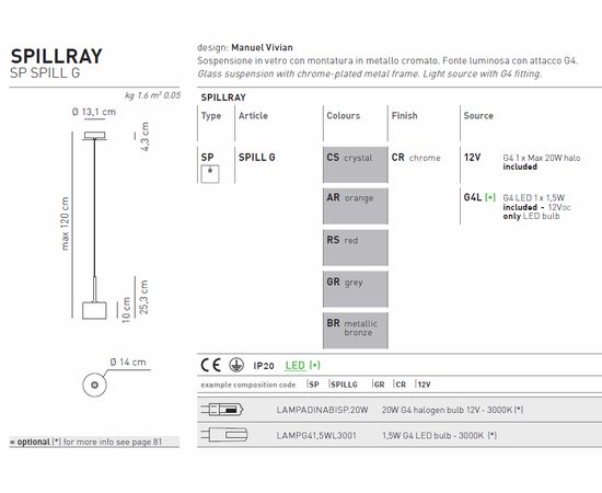 Подвесной светильник Axo Light Spillray SP SPILL G, фото 4