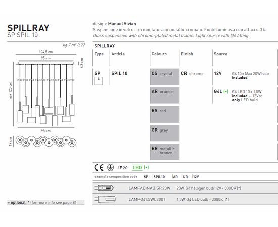 Подвесной светильник Axo Light Spillray SP SPIL 10, фото 4