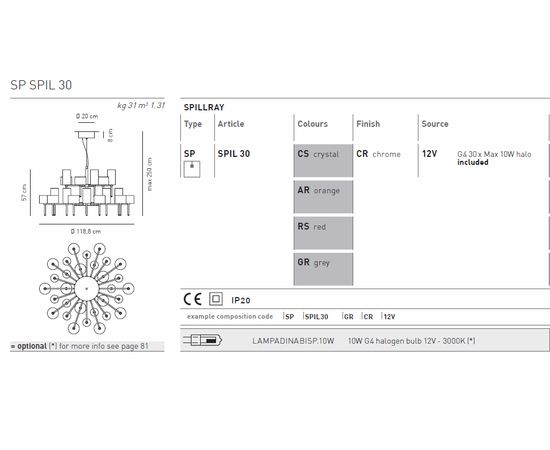 Подвесной светильник Axo Light SPILLRAY SP SPIL 30, фото 4