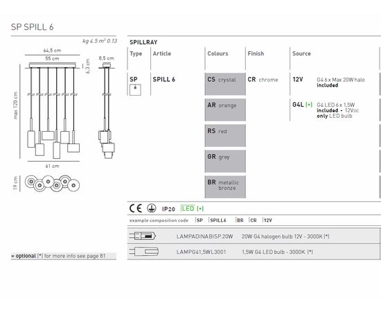 Подвесной светильник Axo Light Spillray SP SPILL 6, фото 3