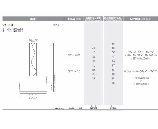 Подвесной светильник Axo Light (Lightecture) Velvet SPVEL160, фото 2
