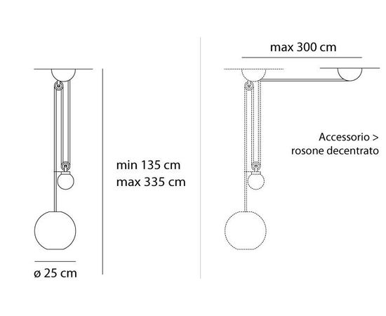 Подвесной светильник Artemide Aggregato saliscendi Ø250 sfera, фото 2
