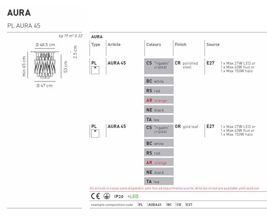 Подвесной светильник Axo Light Aura PL AURA 45, фото 2