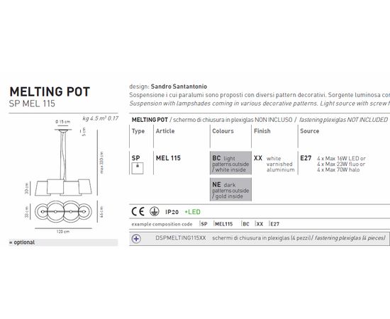 Подвесной светильник Axo Light  MELTING POT SPMEL115, фото 4