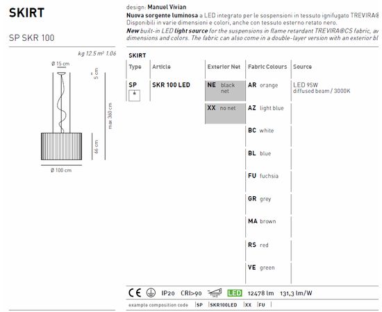 Подвесной светильник Axo Light (Lightecture) Skirt SP SKR 100 LED, фото 2