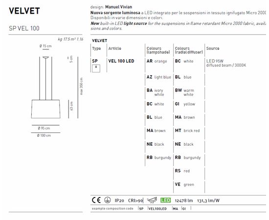 Подвесной светильник Axo Light (Lightecture) Velvet SPVEL100 LED, фото 5
