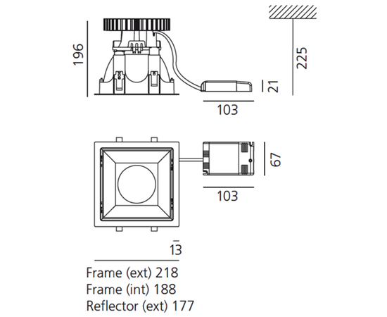 Встраиваемый в потолок светильник Artemide Architectural Luceri Kadro LED Trim, фото 2