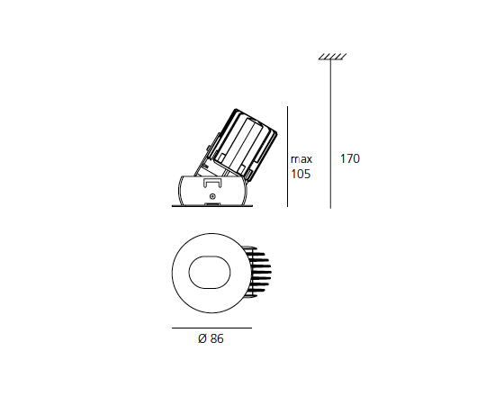 Встраиваемый в потолок светильник Artemide Architectural Rastaf 86 Adjustable Led, фото 3