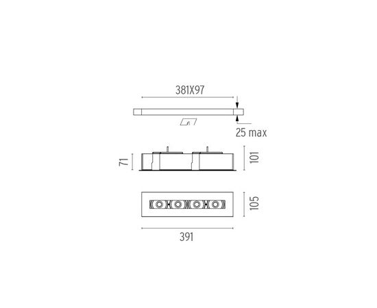 Встраиваемый в потолок светильник Flos Architectural The Black Line Trim 4 Spots, фото 3