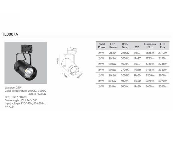 Трековый светодиодный светильник Limex Commeicial Track Light TL0007A, фото 3
