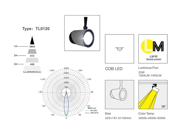 Трековый светодиодный светильник Limex Commeicial Track Light TL0120, фото 2