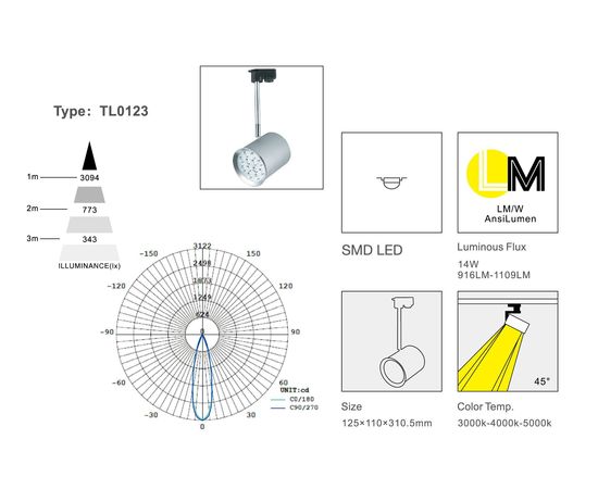 Трековый светодиодный светильник Limex Commeicial Track Light TL0123, фото 2