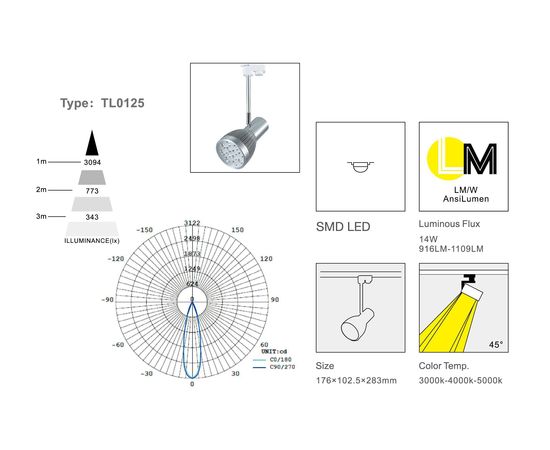 Трековый светодиодный светильник Limex Commeicial Track Light TL0125, фото 2