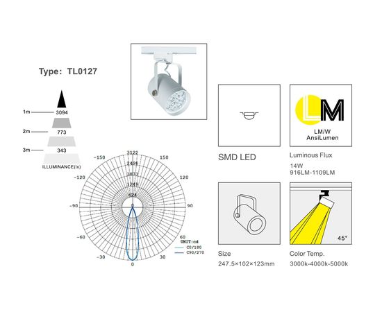 Трековый светодиодный светильник Limex Commeicial Track Light TL0127, фото 2