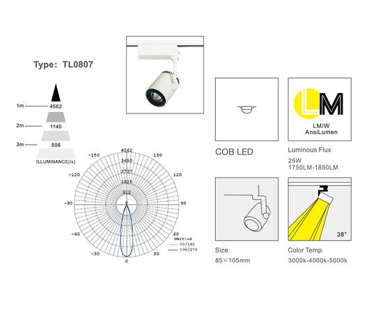 Трековый светодиодный светильник Limex Commeicial Track Light TL0807, фото 2