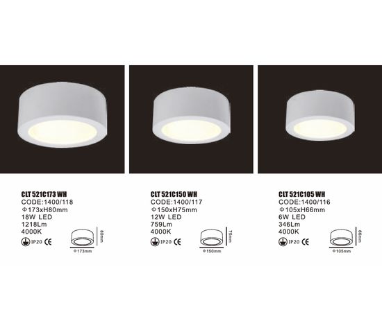 Потолочный светильник Crystal Lux CLT 521C105 WH, фото 2