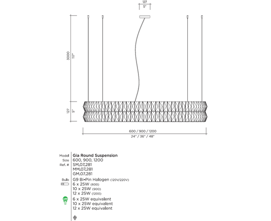 Подвесной светильник Viso Gia Round Suspension, фото 2