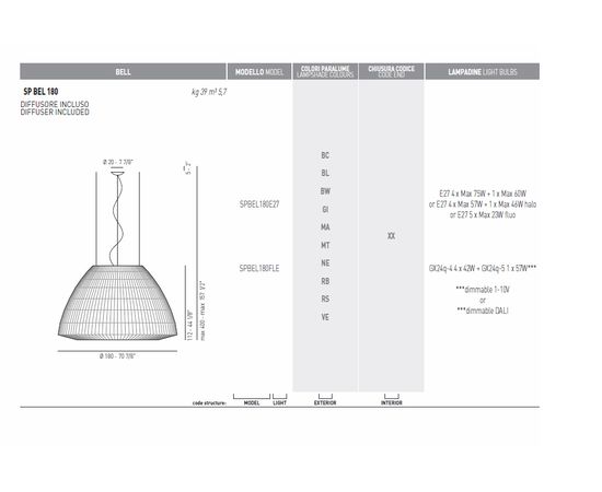 Подвесной светильник Axo Light (Lightecture) Bell SPBEL180E27, фото 7