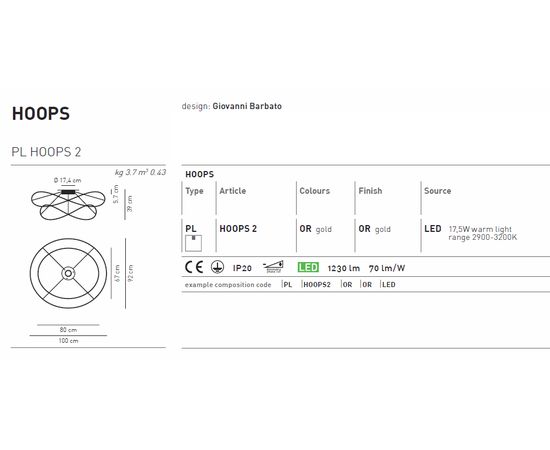 Потолочный светильник Axo Light HOOPS PL HOOPS 2, фото 3