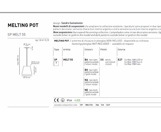 Подвесной светильник Axo Light MELTING POT SP MELT 55, фото 5