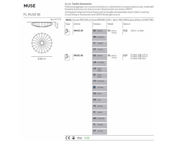Потолочный светильник Axo Light MUSE PLMUSE80, фото 6