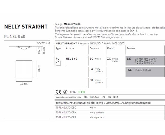 Потолочный светильник Axo Light Nelly Straight PL NEL S 60, фото 6