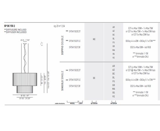 Подвесной светильник Axo Light (Lightecture) Skirt SP SK 150-2, фото 5