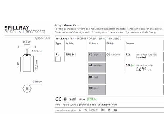 Потолочный светильник Axo Light SPILLRAY PL SPIL M I recessed, фото 5