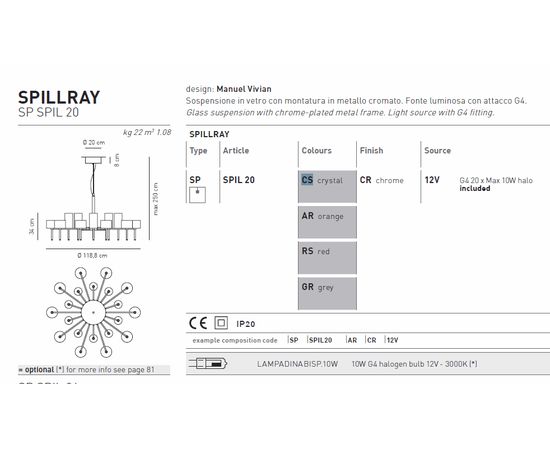 Подвесной светильник Axo Light SPILLRAY SP SPIL 20, фото 4